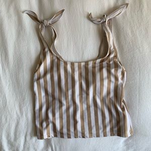 Kortni Jeane Shoulder Tie Striped Swim Top